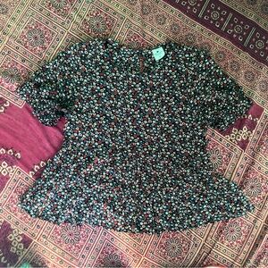 Paper Crane Black and Red Floral Blouse
